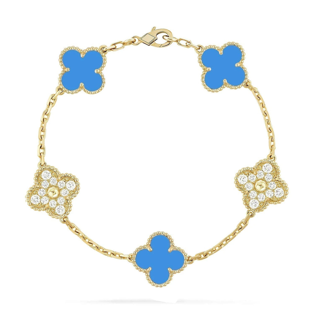 [Glow Jewelry] CLOVER 5 MOTIF BLUE AGATE BRACELET COLLECTION