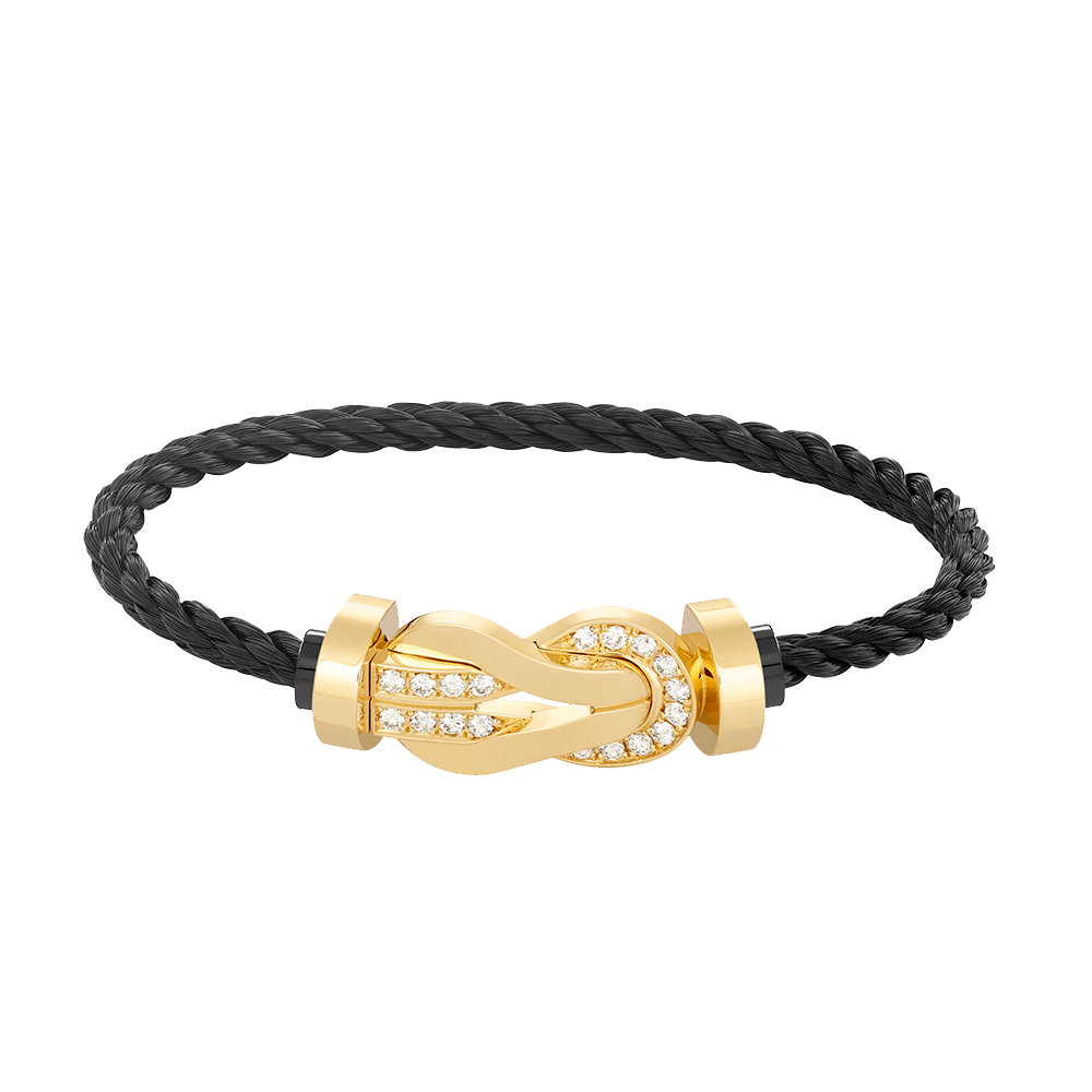 GlowCHANCE LARGE 8 FIGURE BUCKLE HALF DIAMOND BRACELET GOLD