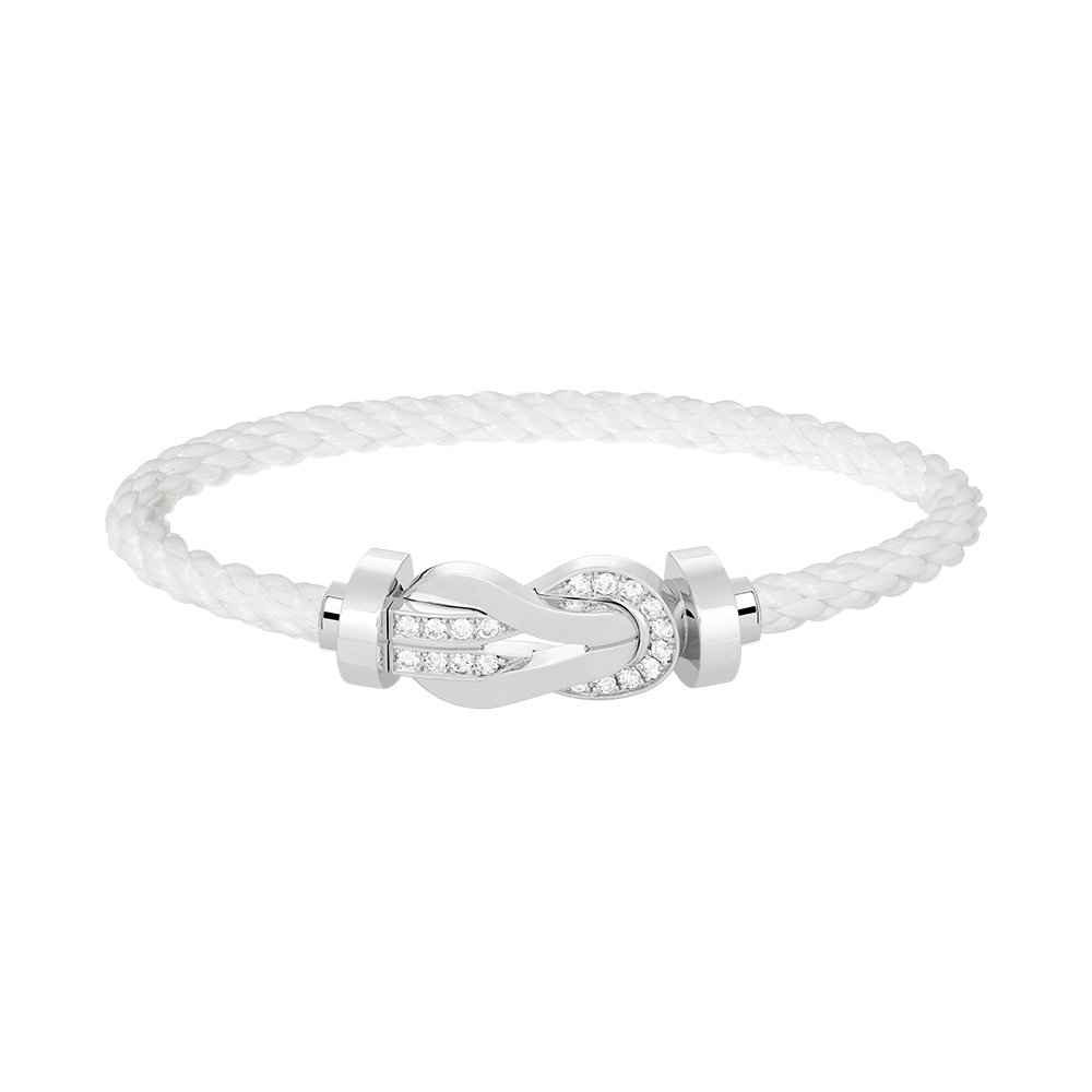 GlowCHANCE LARGE 8 FIGURE BUCKLE HALF DIAMOND BRACELET SILVER