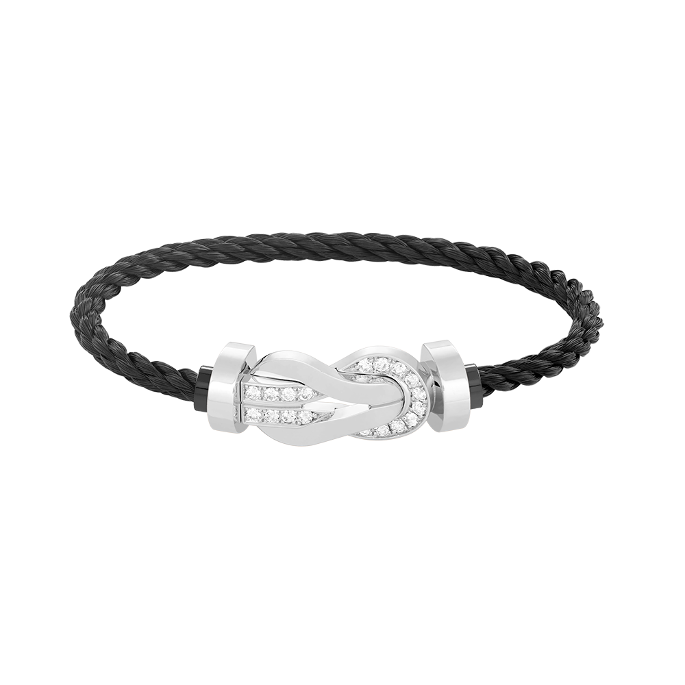 GlowCHANCE LARGE 8 FIGURE BUCKLE HALF DIAMOND BRACELET SILVER
