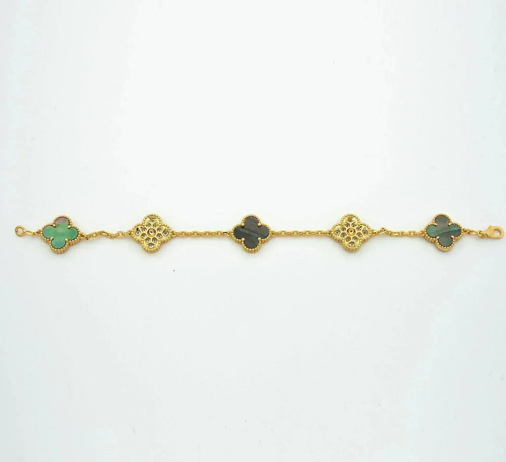 [Glow]New  CLOVER 5 MOTIF GRAY MOP BRACELET COLLECTION