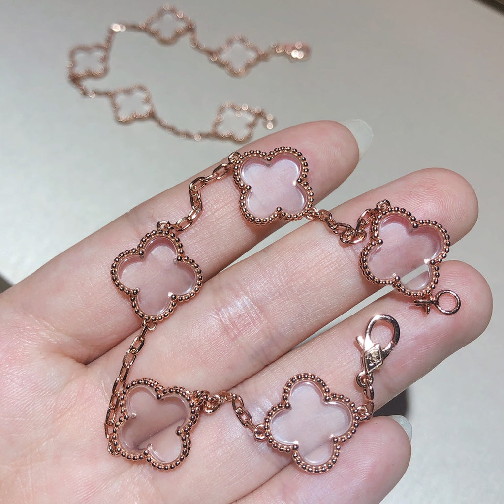 [Glow]New CLOVER 5 MOTIF ROCK CRYSTAL BRACELET