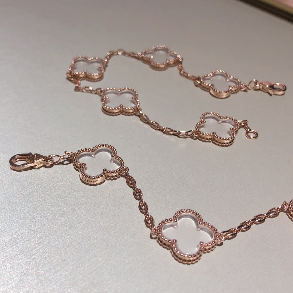 [Glow]New CLOVER 5 MOTIF ROCK CRYSTAL BRACELET
