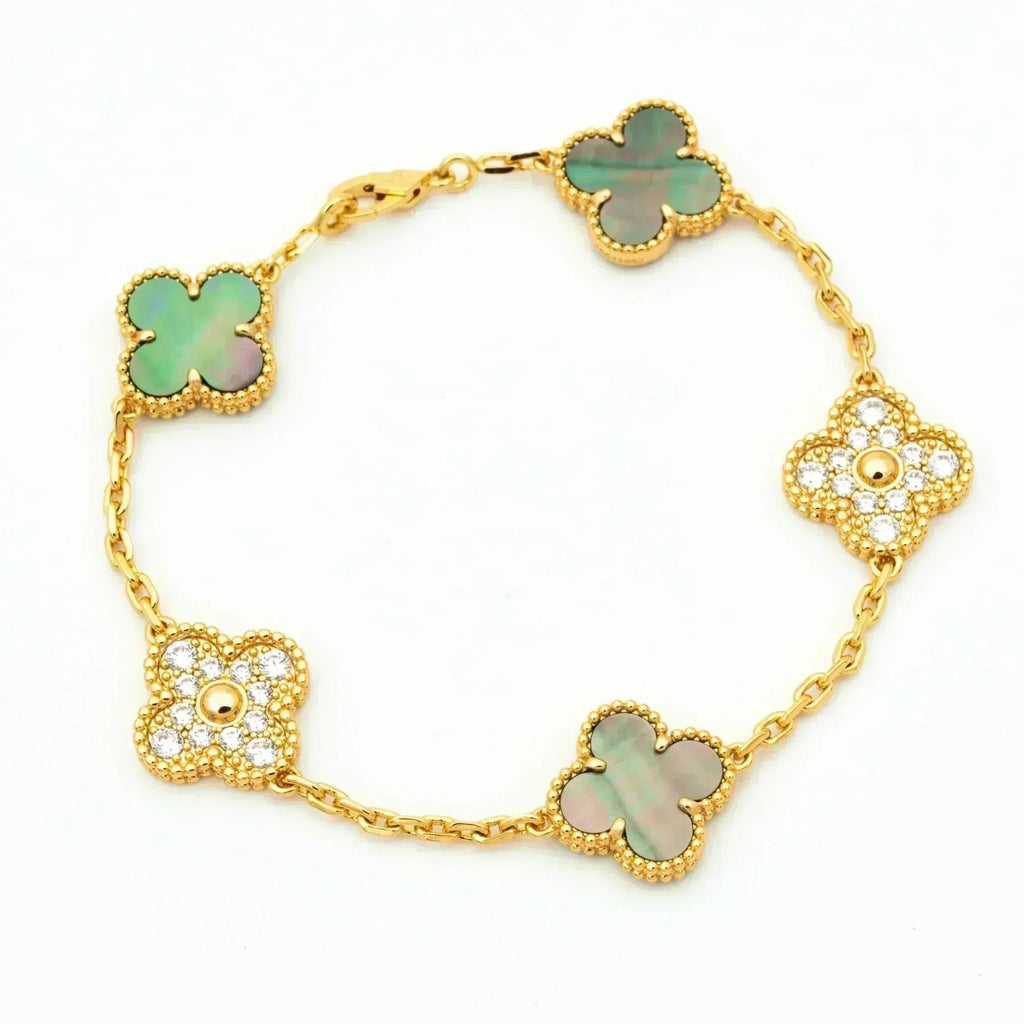 [Glow Jewelry] CLOVER 5 MOTIF GRAY MOP BRACELET COLLECTION