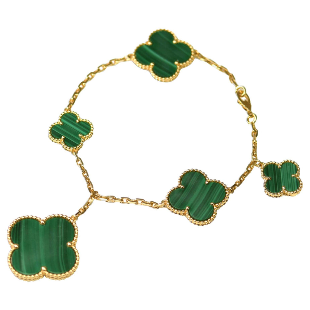 ¡®Glow¡¯MAGIC CLOVER MALACHITE GOLD BRACELET 5 MOTIFS