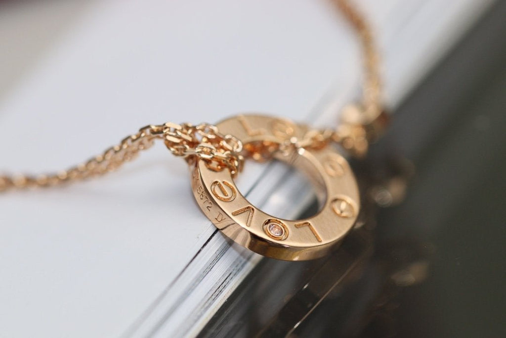 GlowLOVE NECKLACE ADJUSTABLE ROSE GOLD 2 DIAMOND