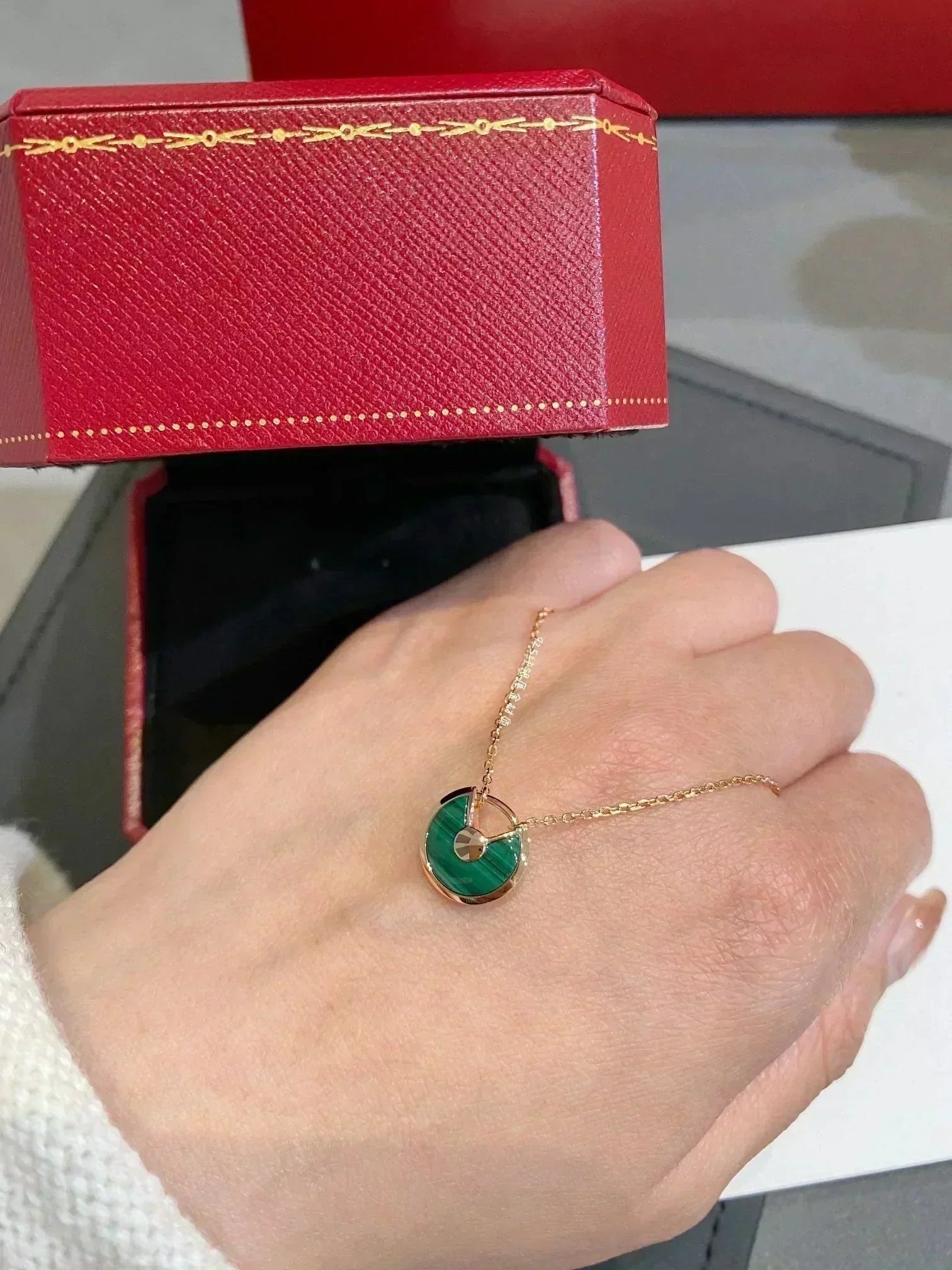 GlowAMULETTE ROSE GOLD MALACHITE NECKLACE