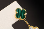 ¡®Glow¡¯CLOVER EARRINGS GOLD MALACHITE DIAMOND 3 MOTIF
