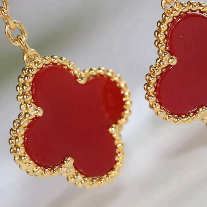 ¡®Glow¡¯CLOVER  2 MOTIF  TIGER EYE CARNELIAN EARRINGS