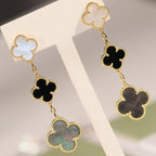 ¡®Glow¡¯CLOVER EARRINGS GOLD ONYX MOP 3 MOTIF