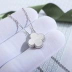 ¡®Glow¡¯CLOVER  15MM DIAMOND LASER NECKLACE SILVER