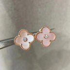 ¡®Glow¡¯CLOVER MEDIUM 1 MOTIFS  PINK MOP DIAMOND EARRINGS