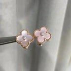 ¡®Glow¡¯CLOVER MEDIUM 1 MOTIFS  PINK MOP DIAMOND EARRINGS
