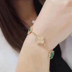 [Glow Jewelry] CLOVER 5 MOTIF MALACHITE BRACELET COLLECTION