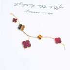 ¡®Glow¡¯CLOVER BRACELET 5 MOTIFS CARNELIAN TIGER EYE