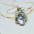 ¡®Glow¡¯CLOVER 15MM DIAMOND AND MOTHER-OF-GREY NECKLACE