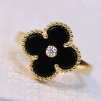 ¡®Glow¡¯CLOVER ONYX RING GOLD DIAMOND