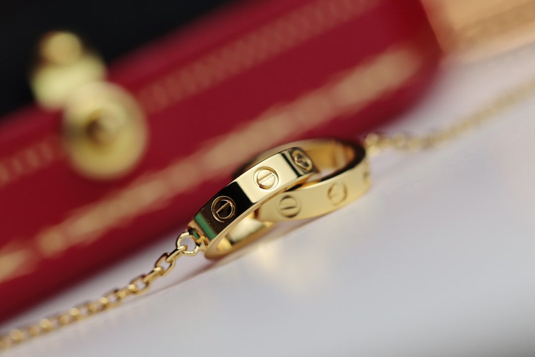 GlowLOVE NECKLACE DOUBLE RING GOLD