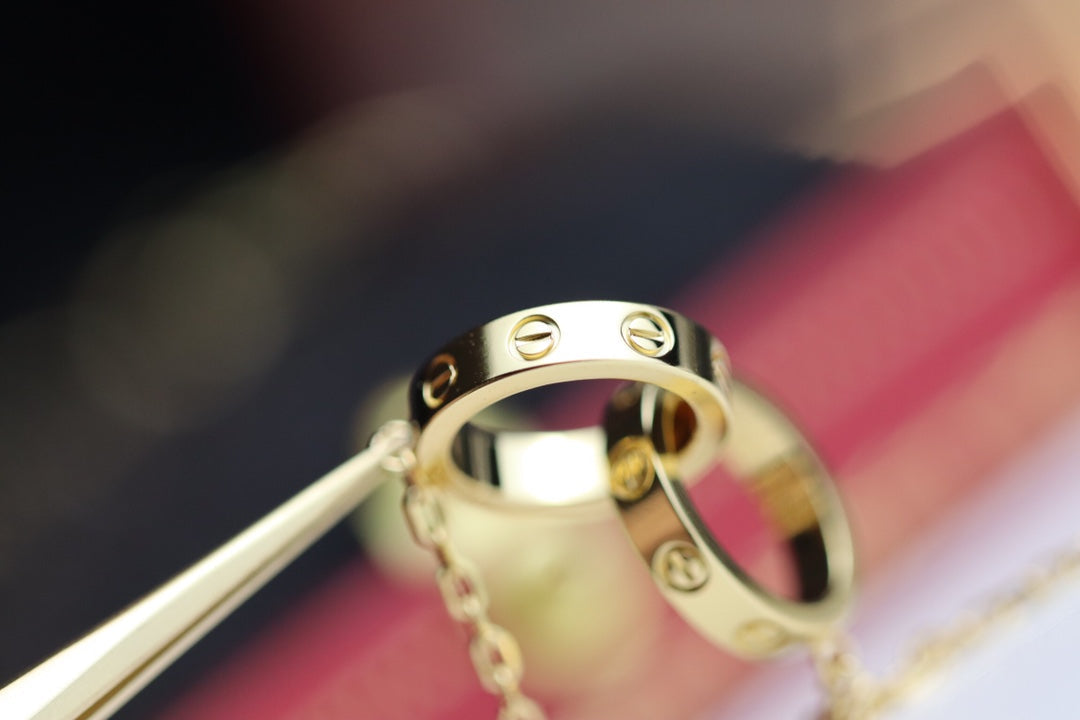 GlowLOVE NECKLACE DOUBLE RING GOLD