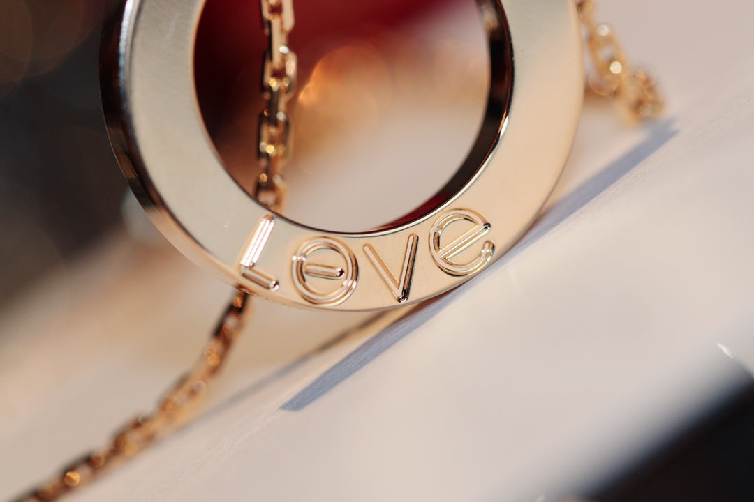 GlowLOVE NECKLACE 16MM 6 DIAMONDS PINK GOLD