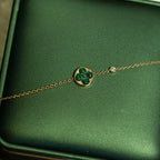 GlowSUN MALACHITE 1 DIAMOND PINK GOLD BRACELET