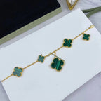 ¡®Glow¡¯MAGIC CLOVER MALACHITE GOLD BRACELET 5 MOTIFS