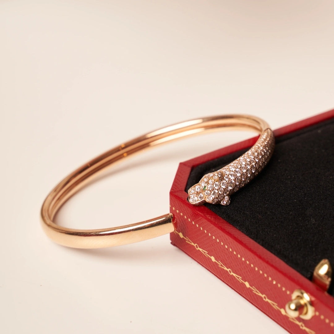 GlowPANTHERE ROSE GOLD DIAMOND OPEN BRACELET