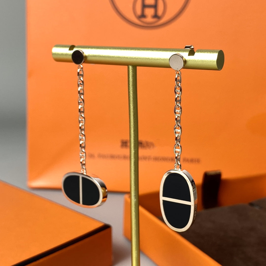 GlowCHAINE VERSO BLACK CERAMIC EARRINGS