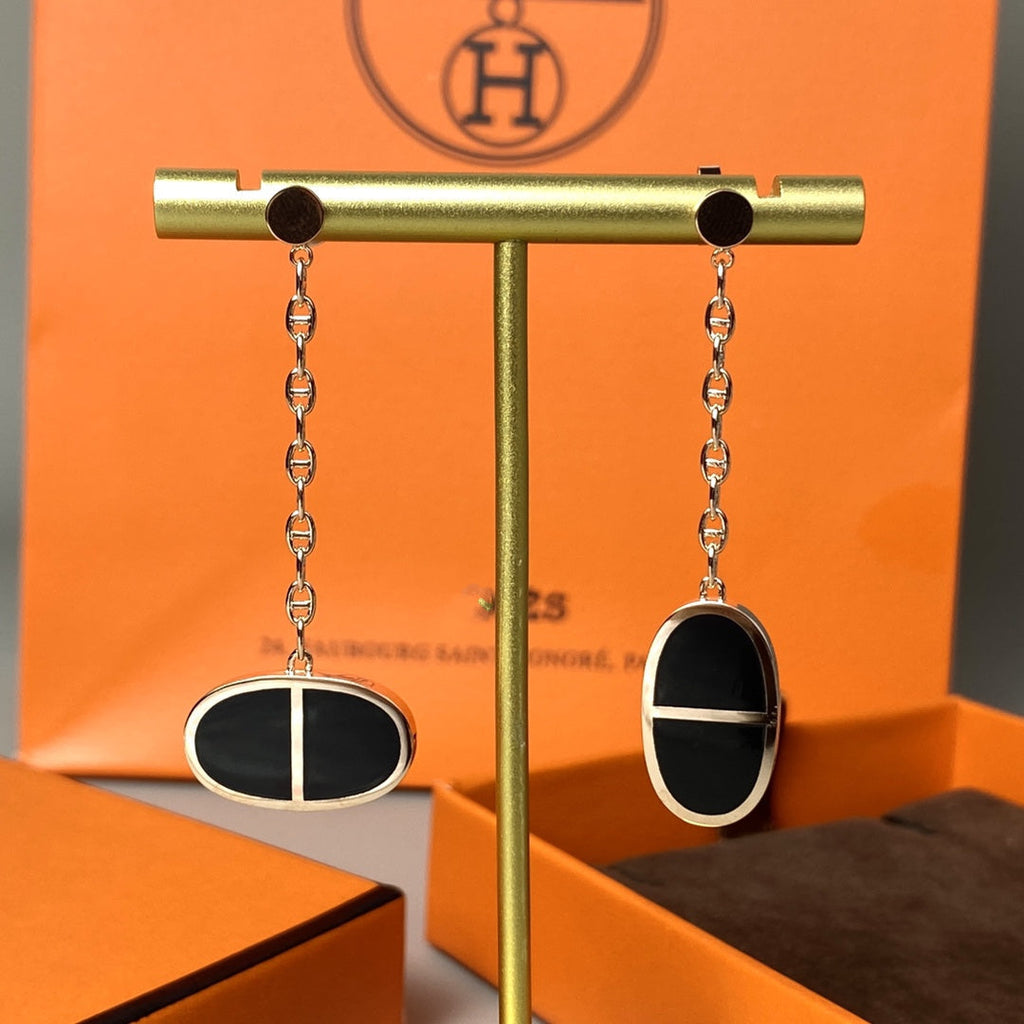 GlowCHAINE VERSO BLACK CERAMIC EARRINGS