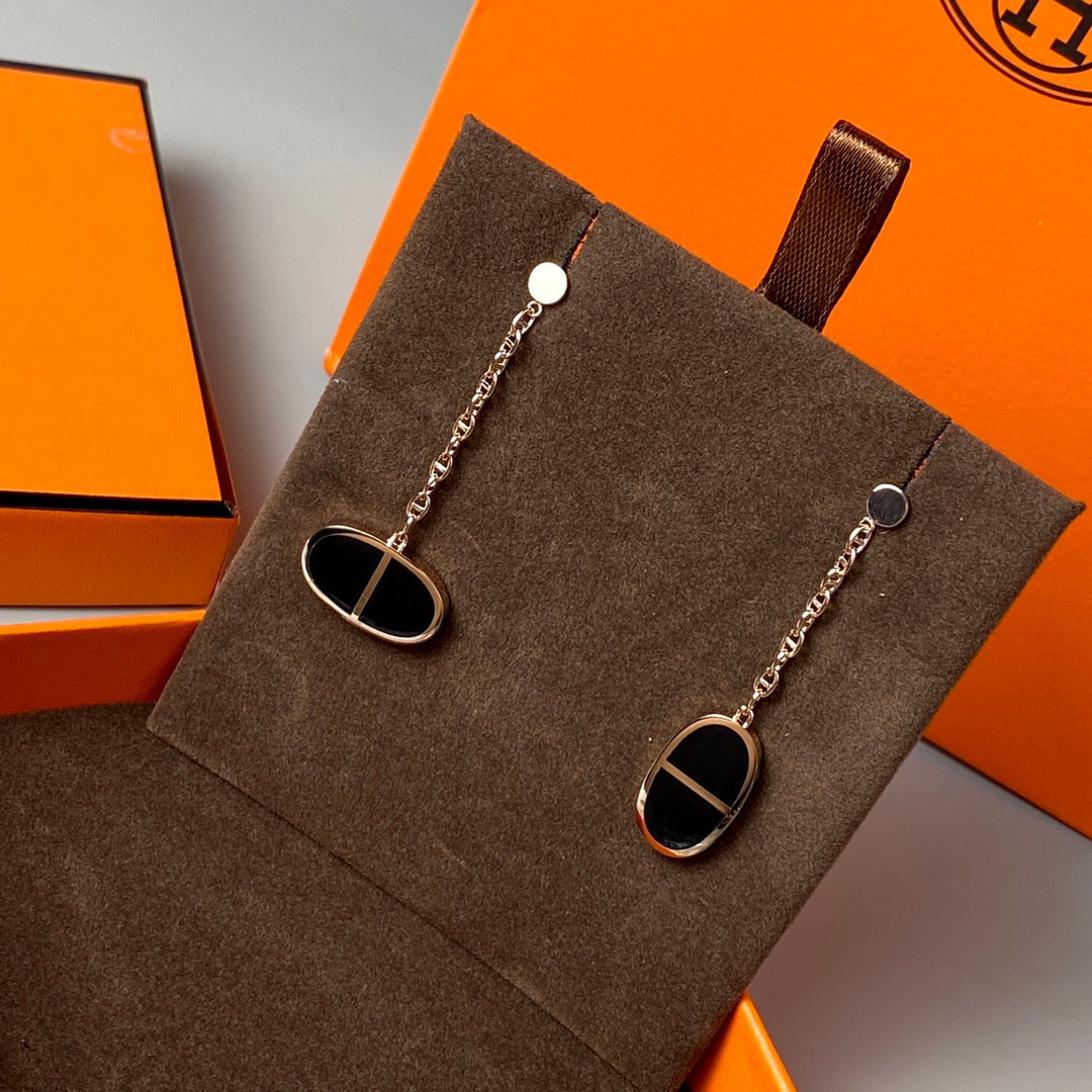 GlowCHAINE VERSO BLACK CERAMIC EARRINGS