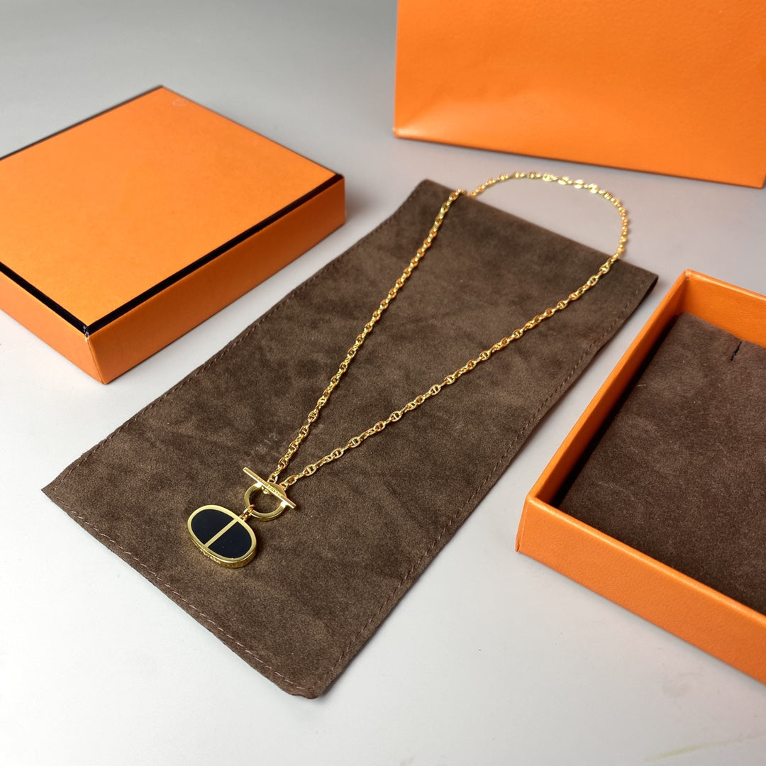 GlowCHAINE VERSO BLACK CERAMIC NECKLACE