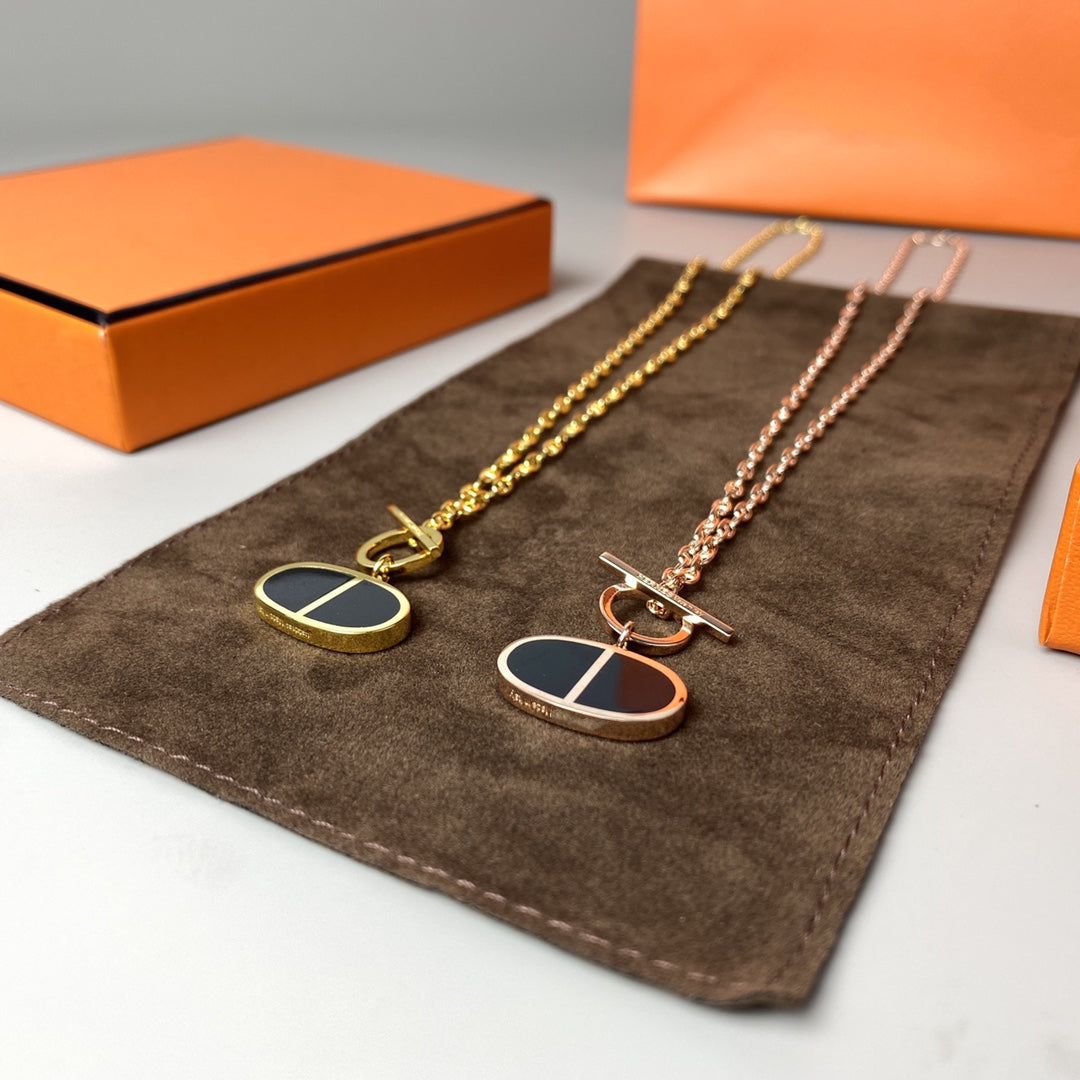 GlowCHAINE VERSO BLACK CERAMIC NECKLACE