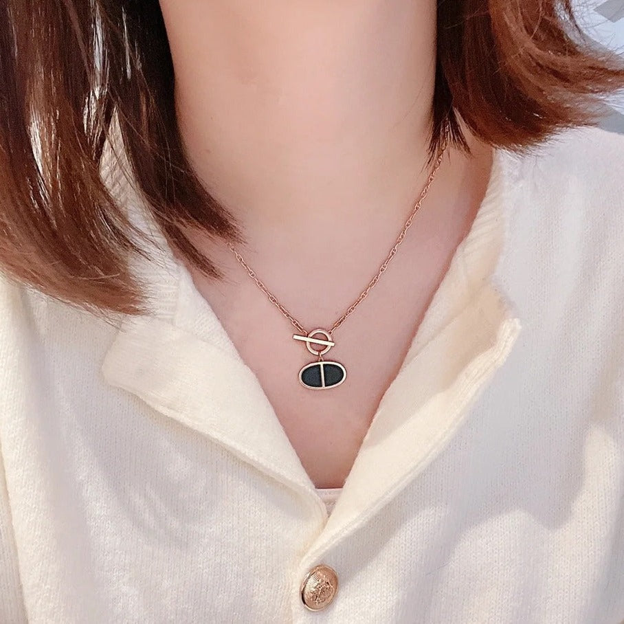 GlowCHAINE VERSO BLACK CERAMIC NECKLACE