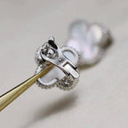 ¡®Glow¡¯CLOVER MEDIUM 1 MOTIFS  WHITE MOP EARRINGS SILVER