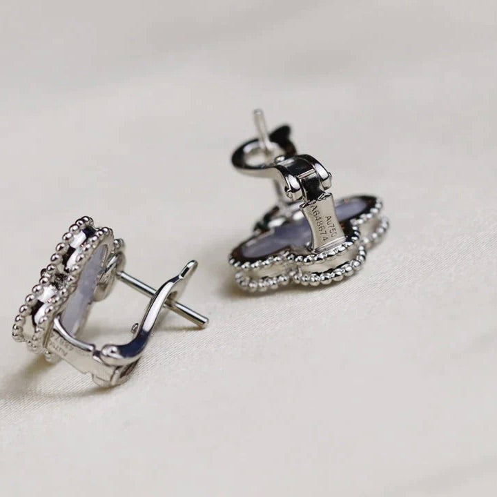 ¡®Glow¡¯CLOVER MEDIUM 1 MOTIFS  WHITE MOP EARRINGS SILVER