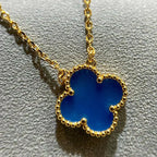 ¡®Glow¡¯CLOVER 15MM BLUE AGATE NECKLACE