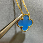 ¡®Glow¡¯CLOVER 15MM BLUE AGATE NECKLACE