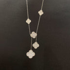 ¡®Glow¡¯CLOVER 5 MOTIFS SILVER DIAMONDS NECKLACE
