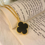 ¡®Glow¡¯CLOVER 25MM NECKLACE GOLD ONYX