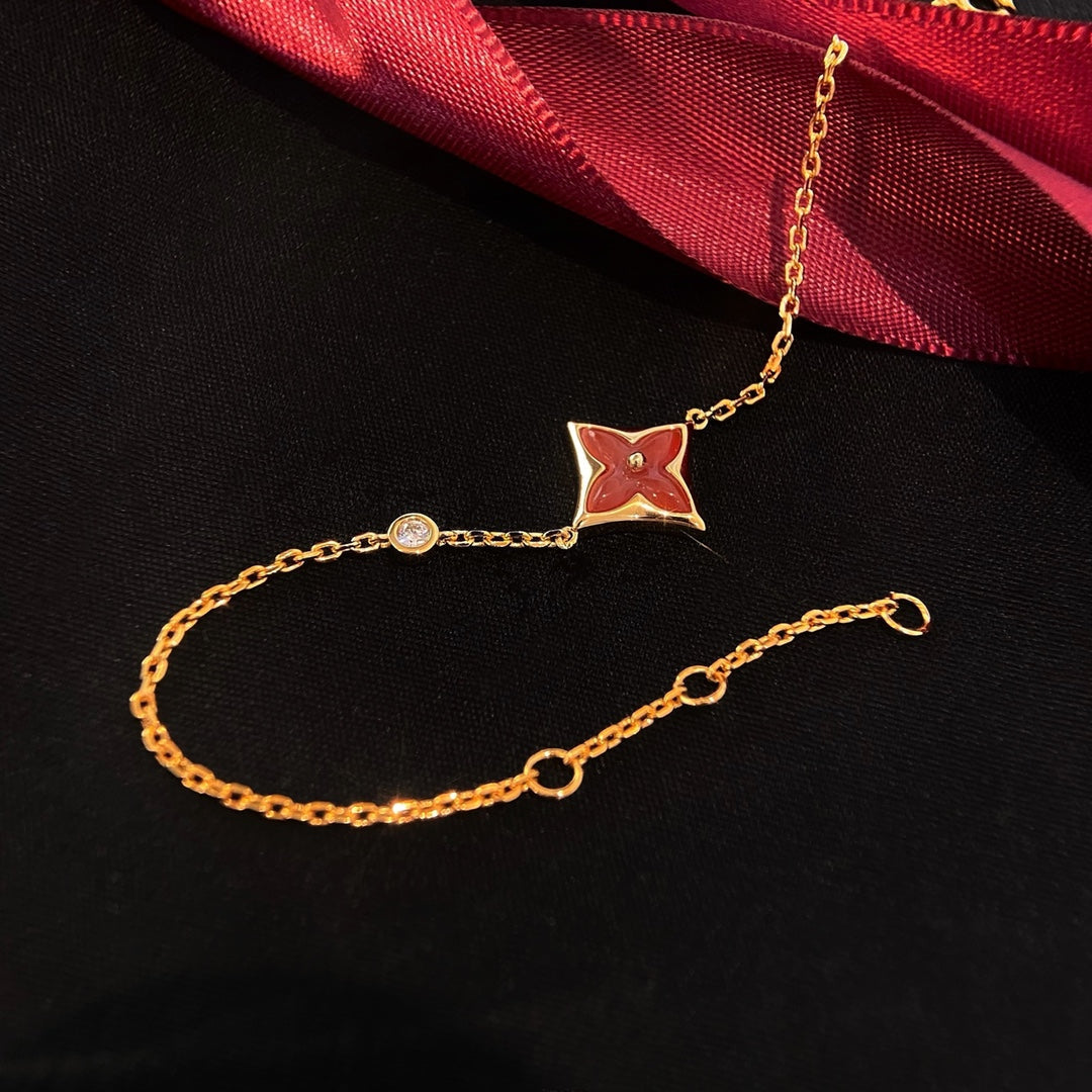 GlowCOLOR STAR CARNELIAN PINK GOLD DIAMOND BRACELET