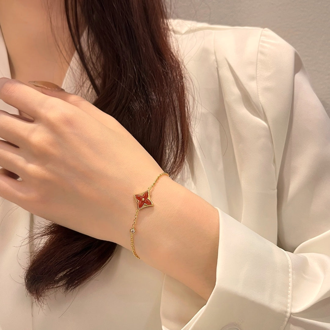 GlowCOLOR STAR CARNELIAN PINK GOLD DIAMOND BRACELET