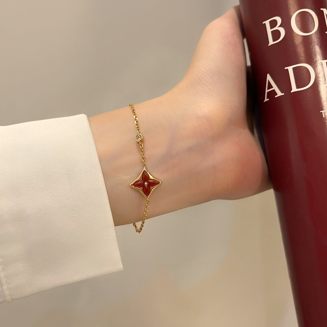 GlowCOLOR STAR CARNELIAN PINK GOLD DIAMOND BRACELET