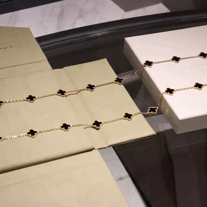 ¡®Glow¡¯CLOVER 20 MOTIFS ONYX NECKLACE