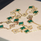 ¡®Glow¡¯CLOVER 20 MOTIFS MALACHITE DIAMOND NECKLACE