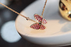 ¡®Glow¡¯BUTTERFLY RED DIAMOND ROSE GOLD NECKLACE