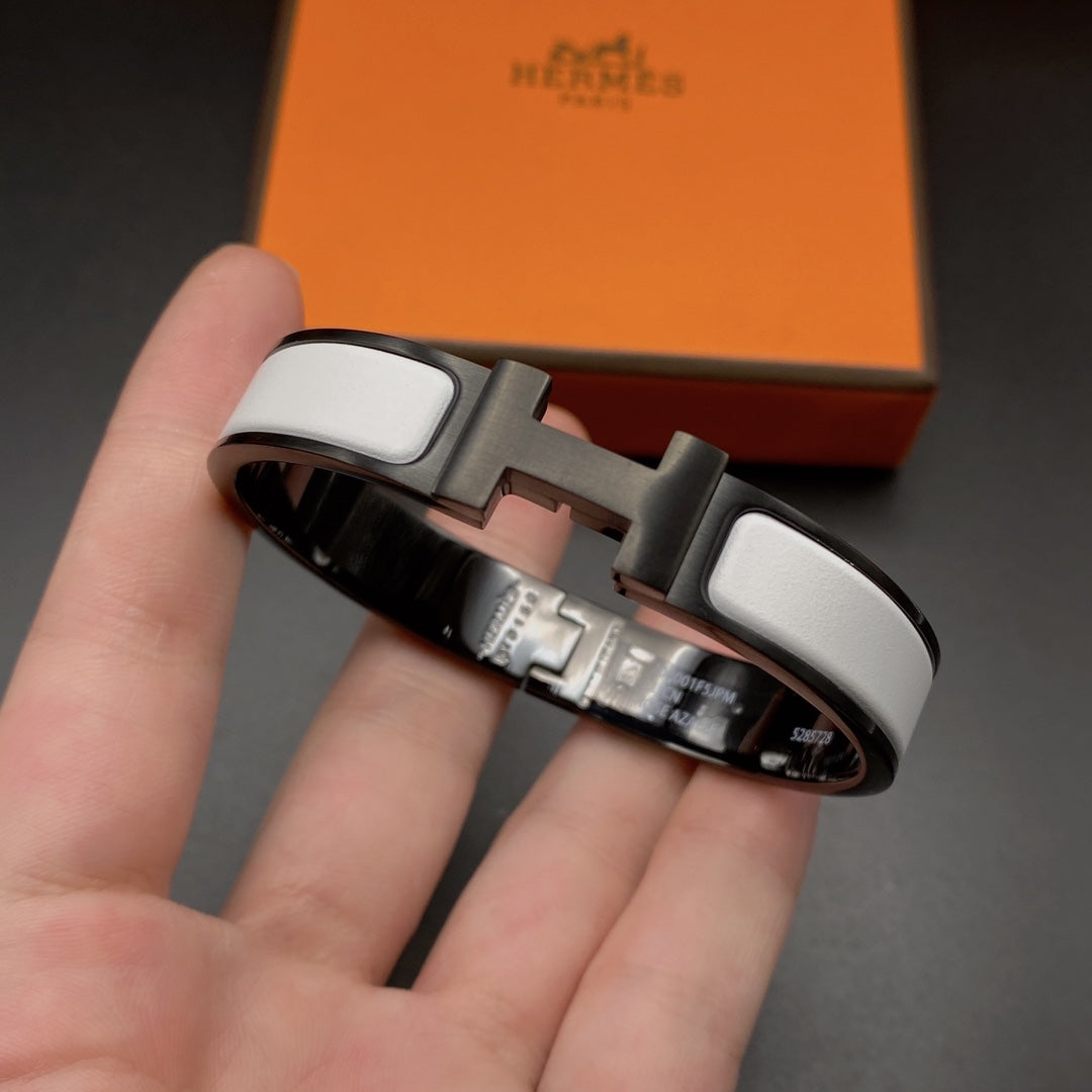 GlowH BRACELET 12MM BLACK WHITE CERAMIC