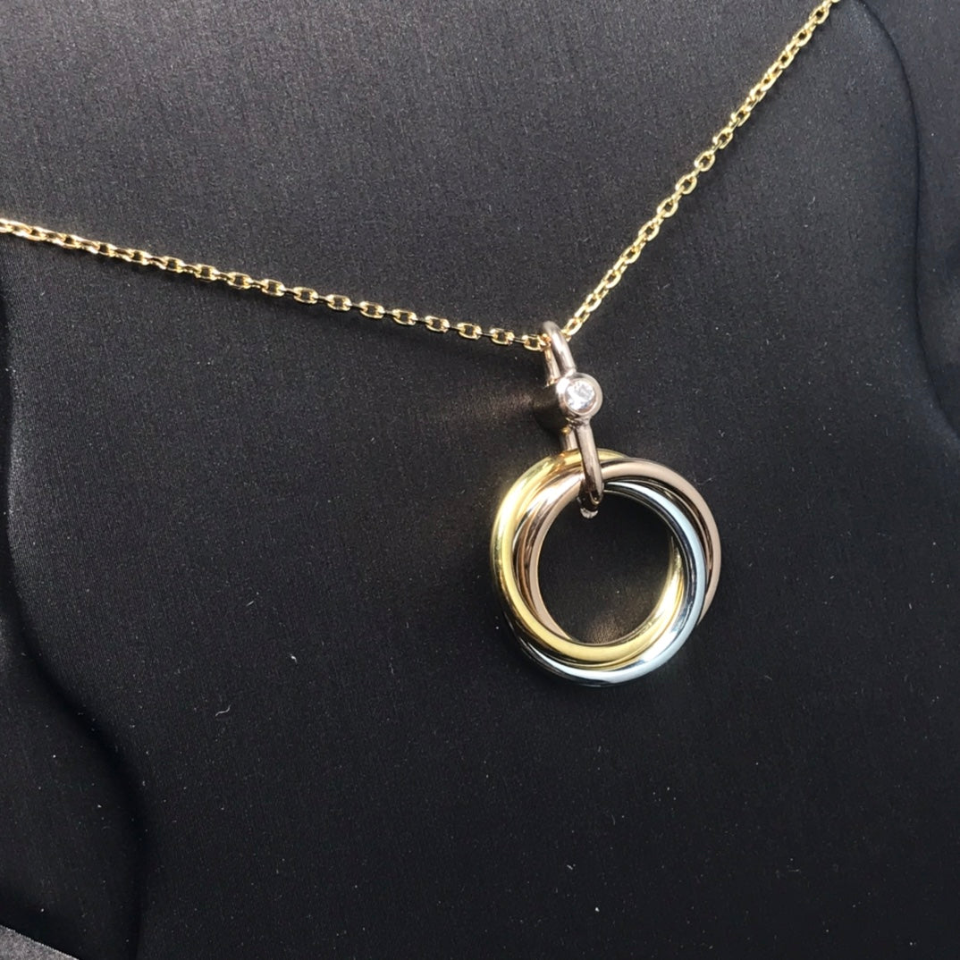 GlowTRINITY SILVER GOLD PINK GOLD NECKLACE