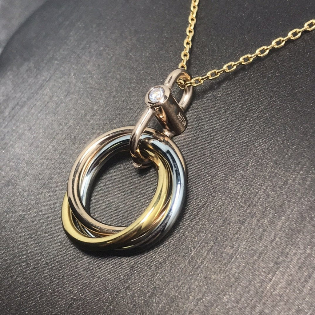 GlowTRINITY SILVER GOLD PINK GOLD NECKLACE