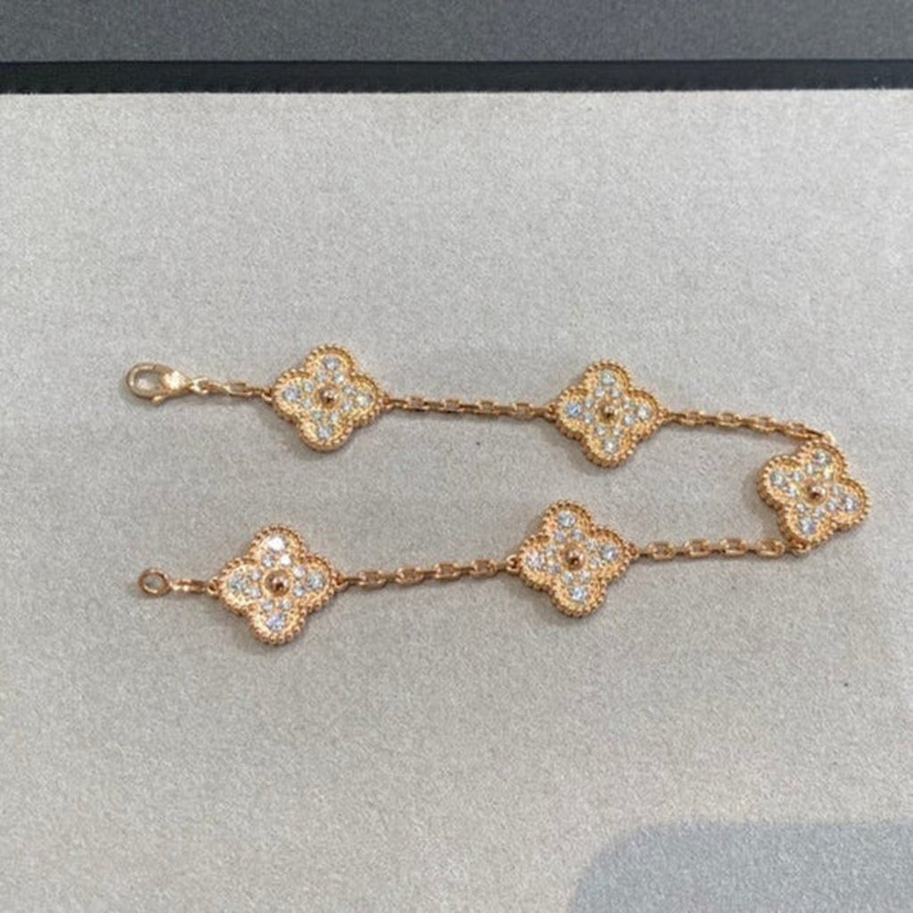 [Glow Jewelry] CLOVER 5 MOTIF FULL DIAMOND BRACELET COLLECTION