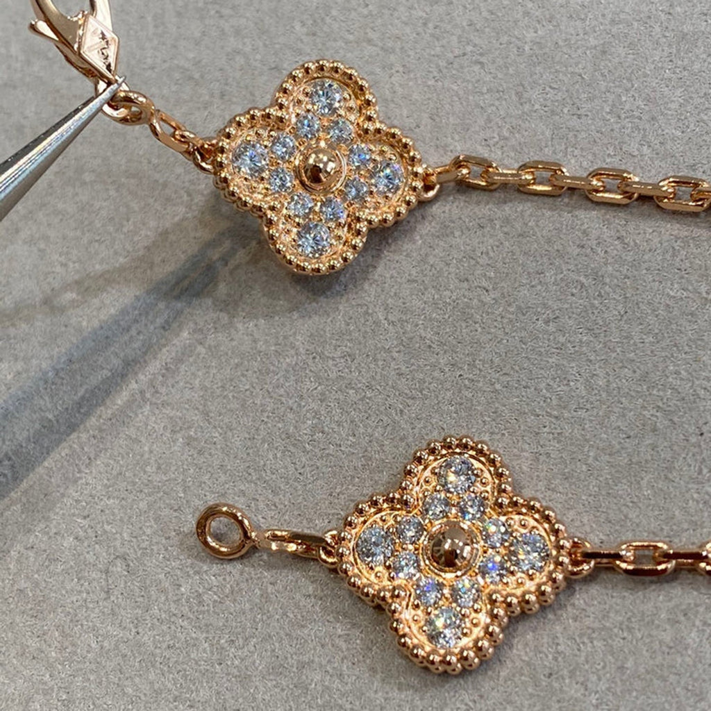 [Glow]New  CLOVER 5 MOTIF FULL DIAMOND BRACELET COLLECTION